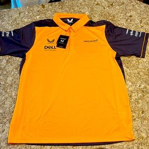 Men’s McLaren F1 Race Team Castore Gold Golf Polo Official